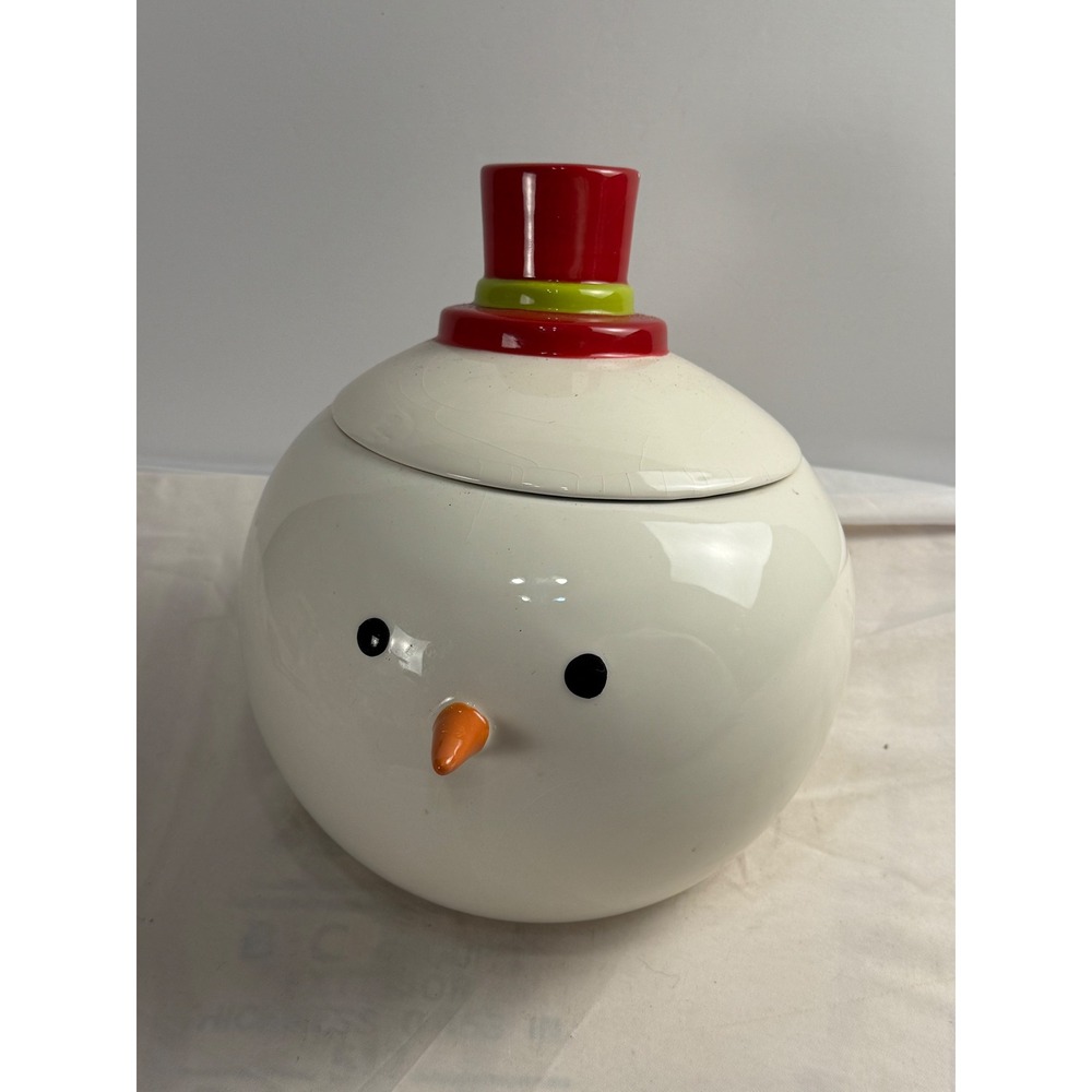 Vintage Mercuries Co Snowman Cookie Jar Christmas Ceramic Holiday Canister